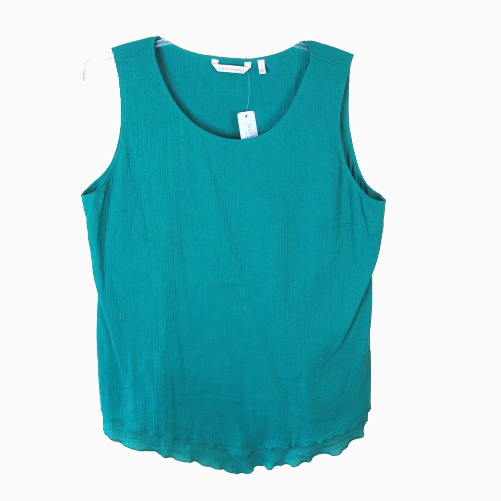 Soft Surroundings Siesta Key Tank Parakeet Green 3/4 Sleeve Women's Large - NEW!